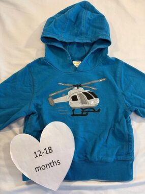 Gymboree - Blue Helicopter Kids Hoodie. 12-24 months